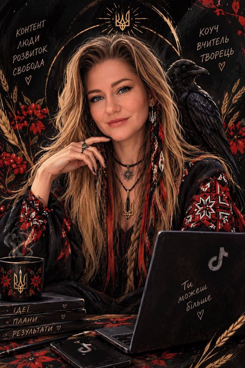 Портрет Lily Veluna у темному оформленні